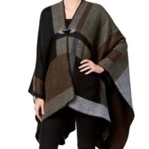 STEVE MADDEN Colorblock Poncho / Wrap, brown/gray